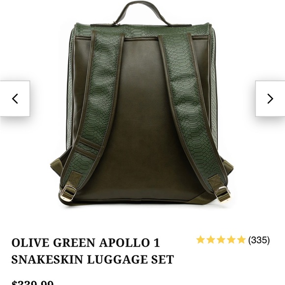 NWT TOTE & Carry OLIVE GREEN APOLLO 1 SNAKESKIN LUGGAGE SET - Picture 6 of 16